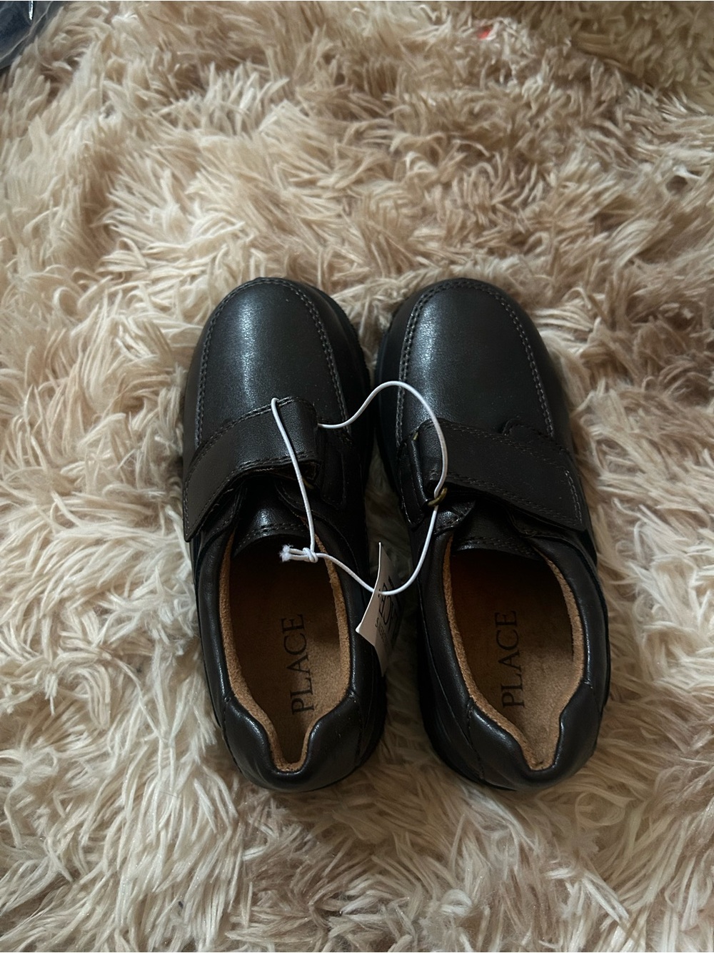 The Children's Place Black Kids Dress Shoes with Hook-and-Loop Strap
